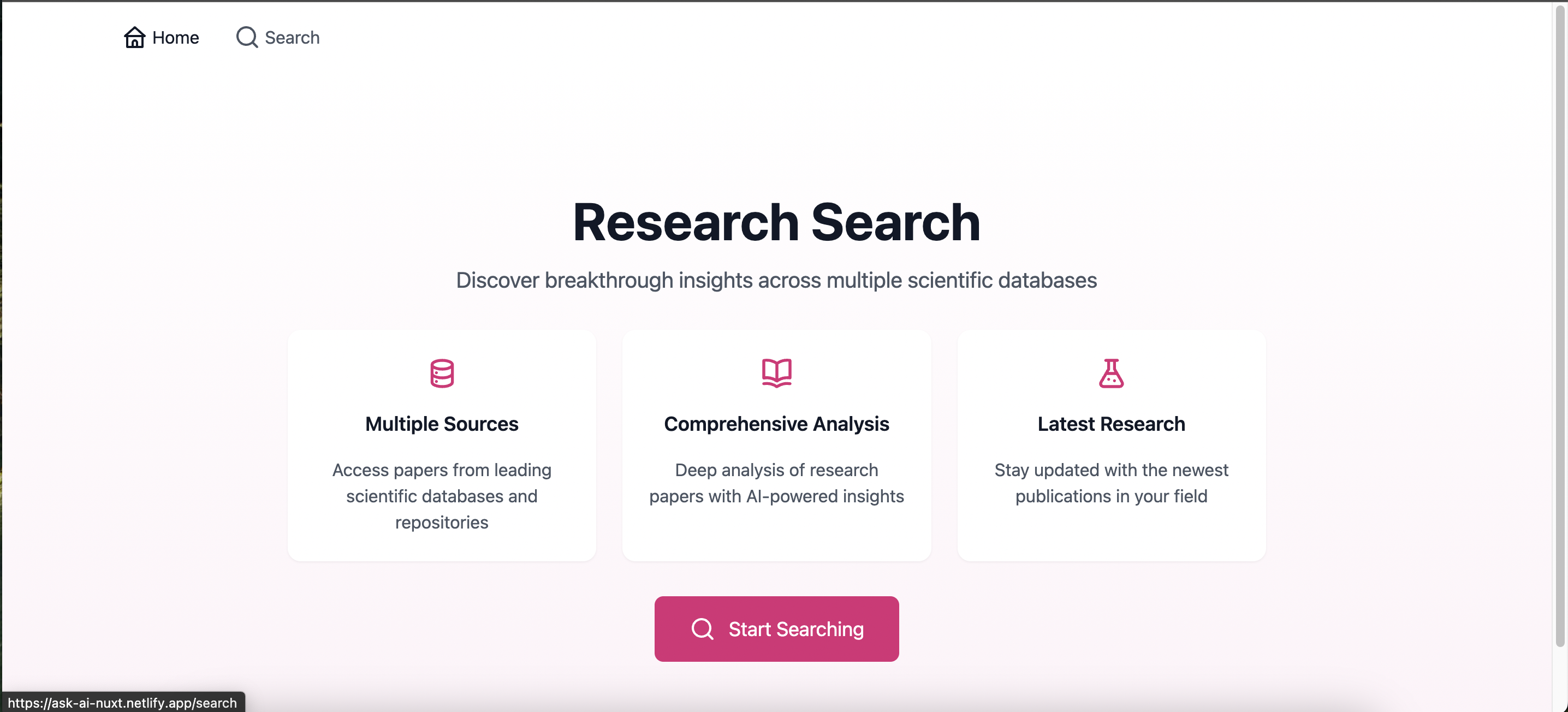 Ask AI Nuxt Landing page